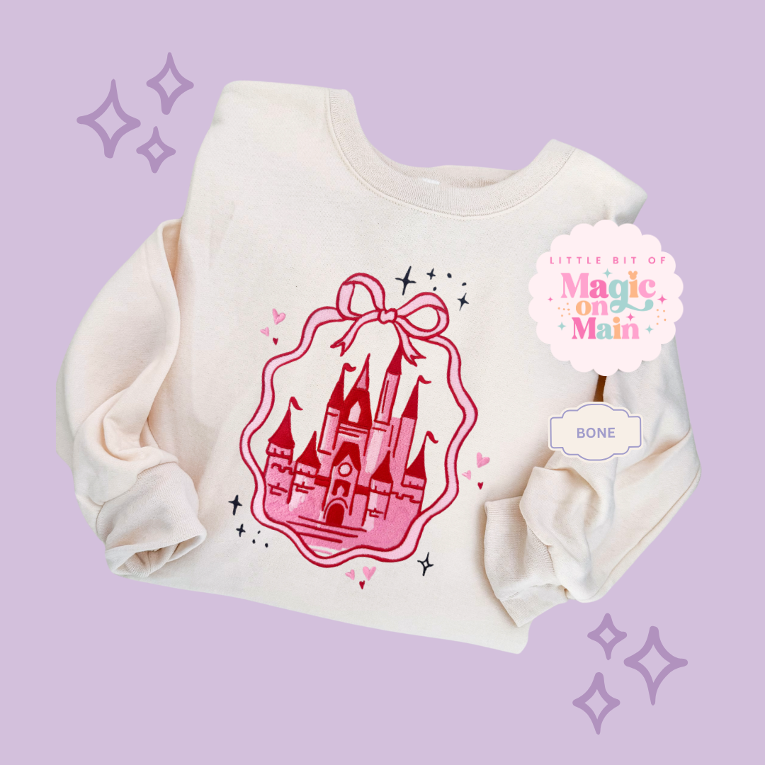 EMBROIDERED PINK CASTLE - ADULT SWEATSHIRT 10003