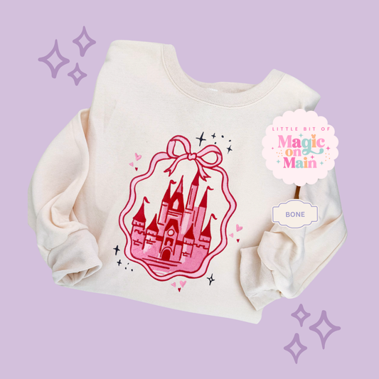 EMBROIDERED PINK CASTLE - ADULT SWEATSHIRT 10003