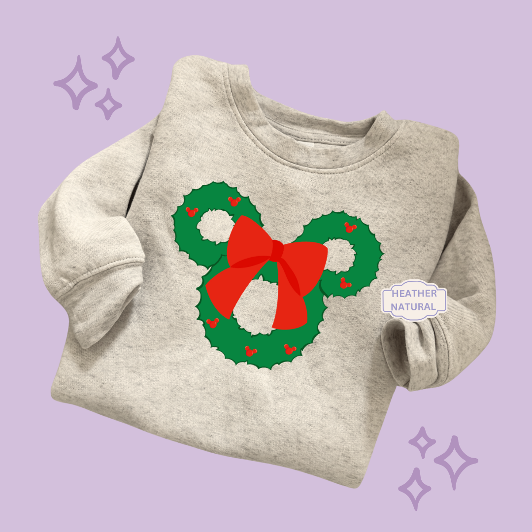 PRINTED MICKEY WREATH - EXCLUSIVE TO MoM - TODDLER / YOUTH SWEATSHIRT