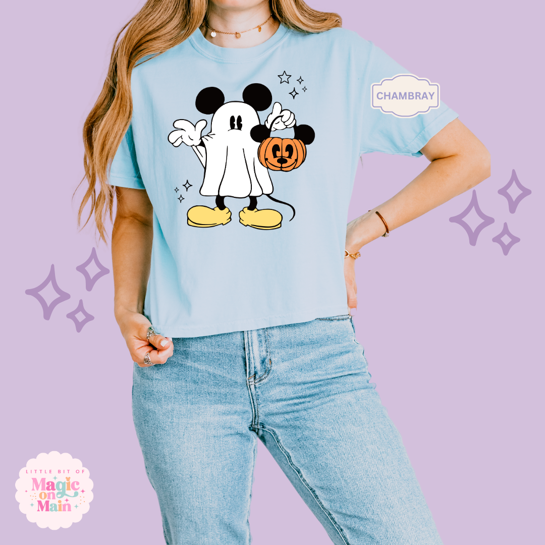 PRINTED MICKEY GHOST - WOMENS BOXY T-SHIRT