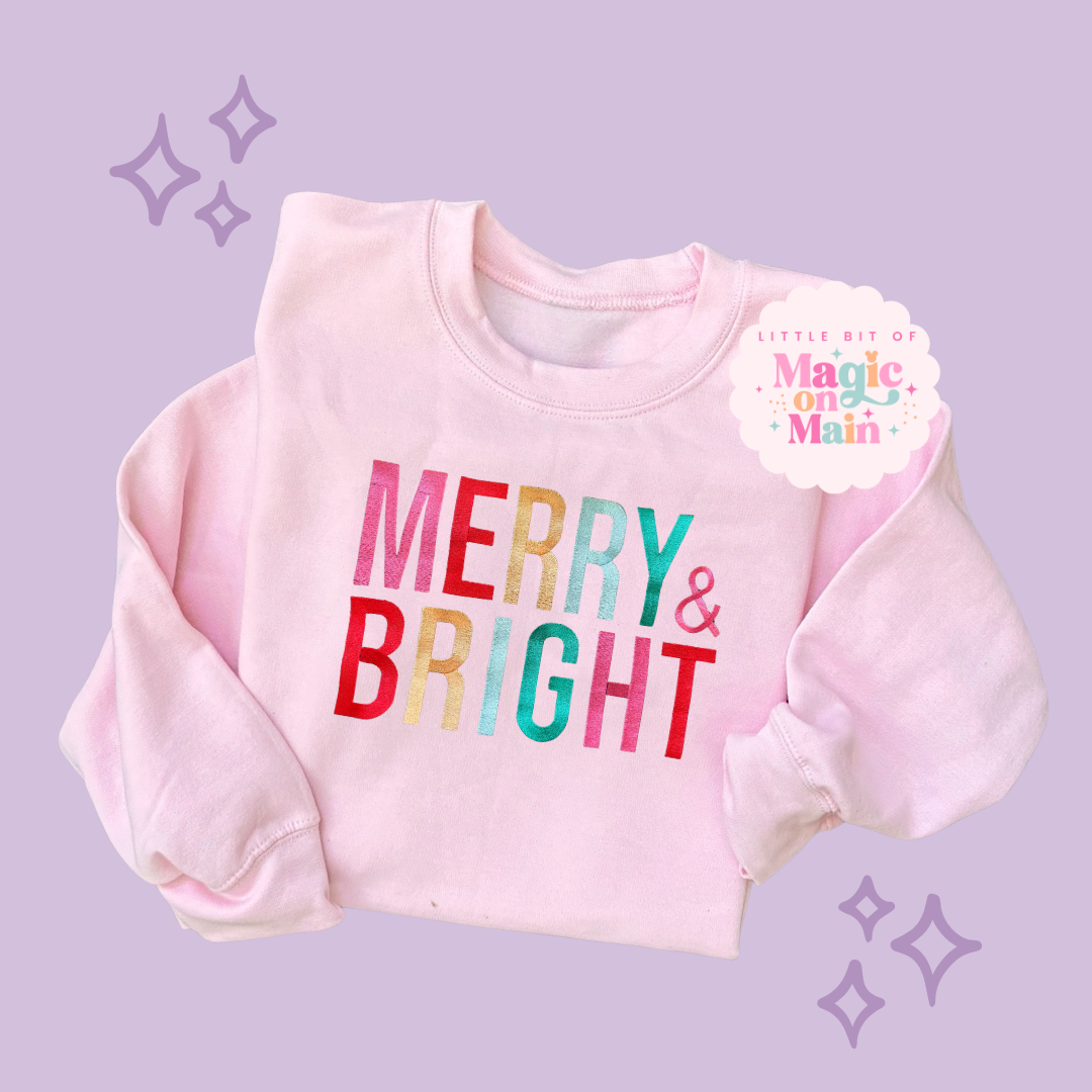 EMBROIDERED MERRY AND BRIGHT - ADULT SWEATSHIRT