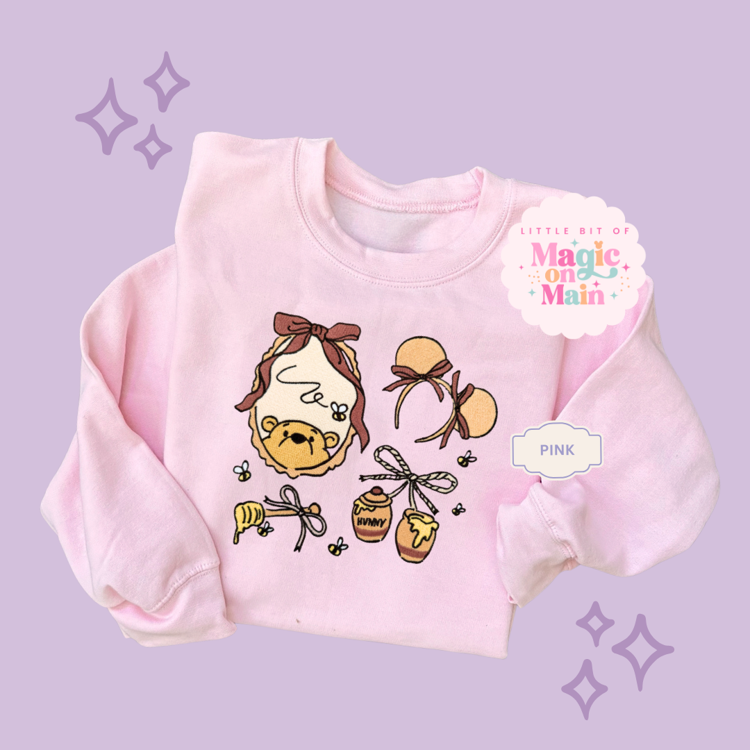 EMBROIDERED POOH COQUETTE - ADULT SWEATSHIRT