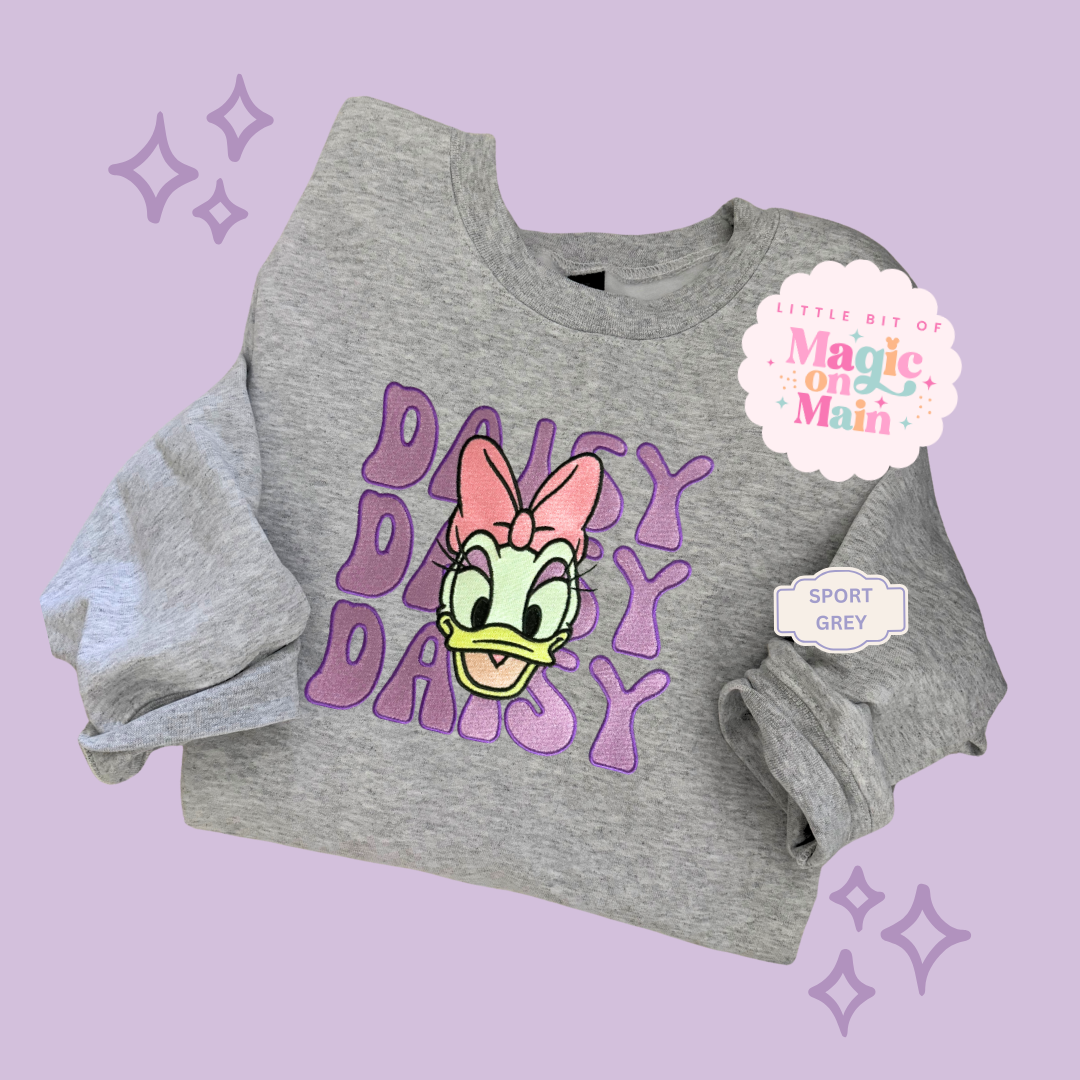 EMBROIDERED DAISY - ADULT SWEATSHIRT