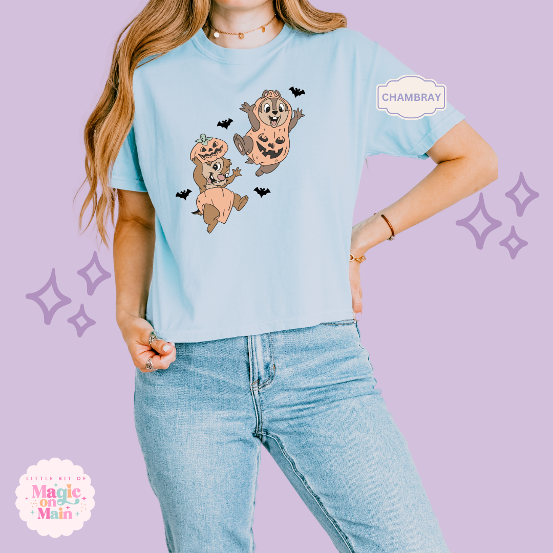 PRINTED HALLOWEEN CHIPMUNKS  - WOMENS BOXY T-SHIRT