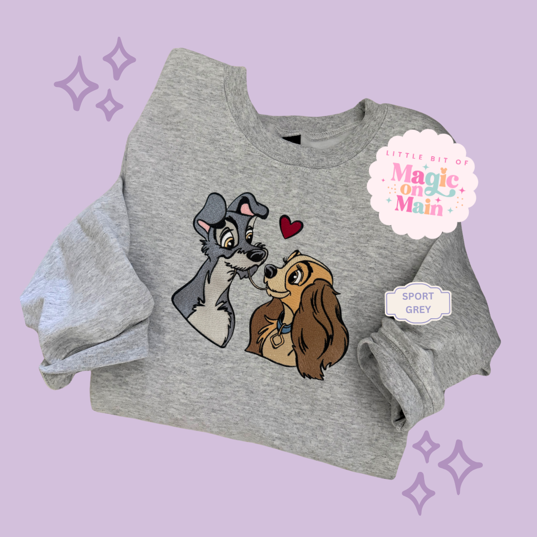 EMBROIDERED VALENTINE DOGS - ADULT SWEATSHIRT 10017