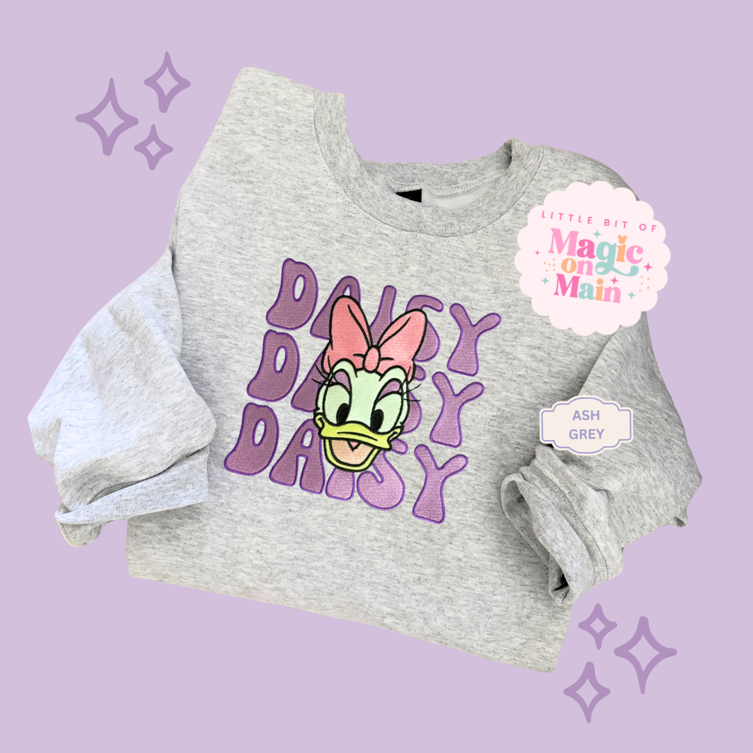 EMBROIDERED DAISY - ADULT SWEATSHIRT