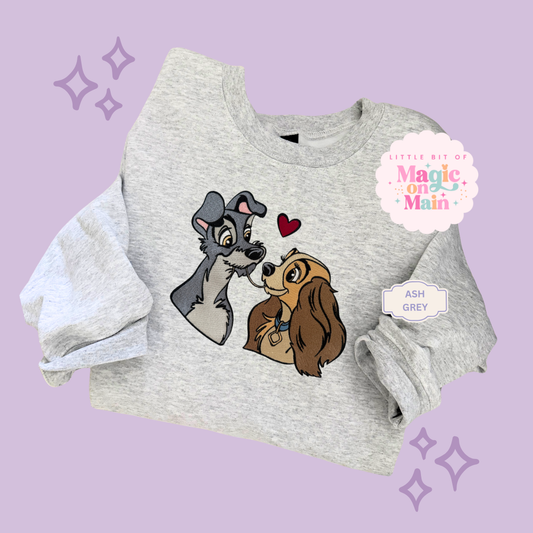 EMBROIDERED VALENTINE DOGS - ADULT SWEATSHIRT 10017