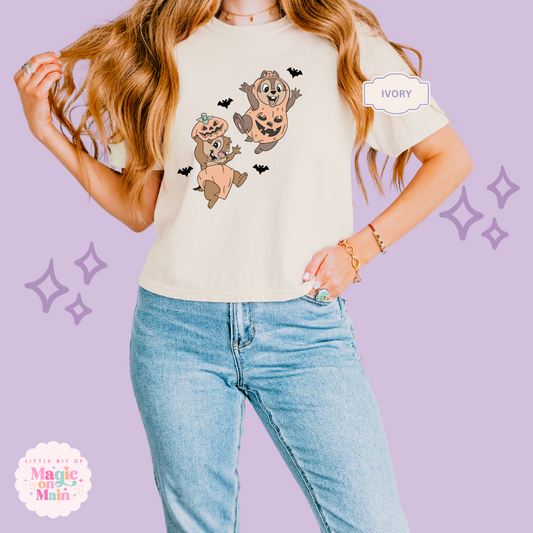 PRINTED HALLOWEEN CHIPMUNKS  - WOMENS BOXY T-SHIRT