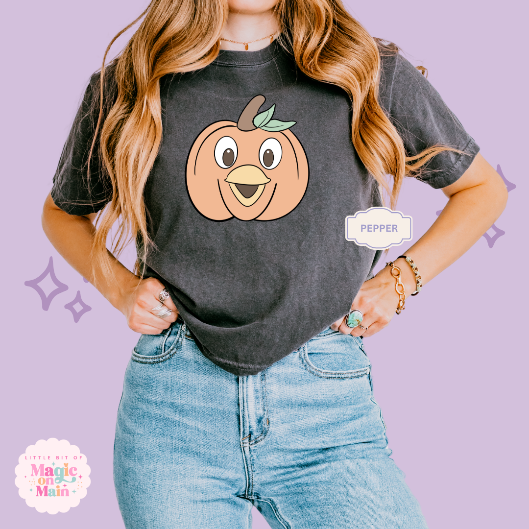 PRINTED ORANGE BIRD PUMPKIN - WOMENS BOXY T-SHIRT