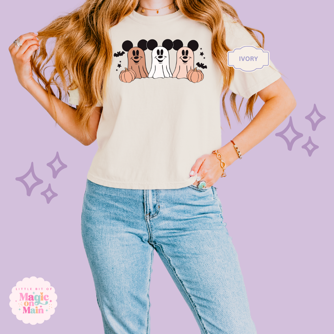 PRINTED 3 MICKEY GHOSTS - WOMENS BOXY T-SHIRT