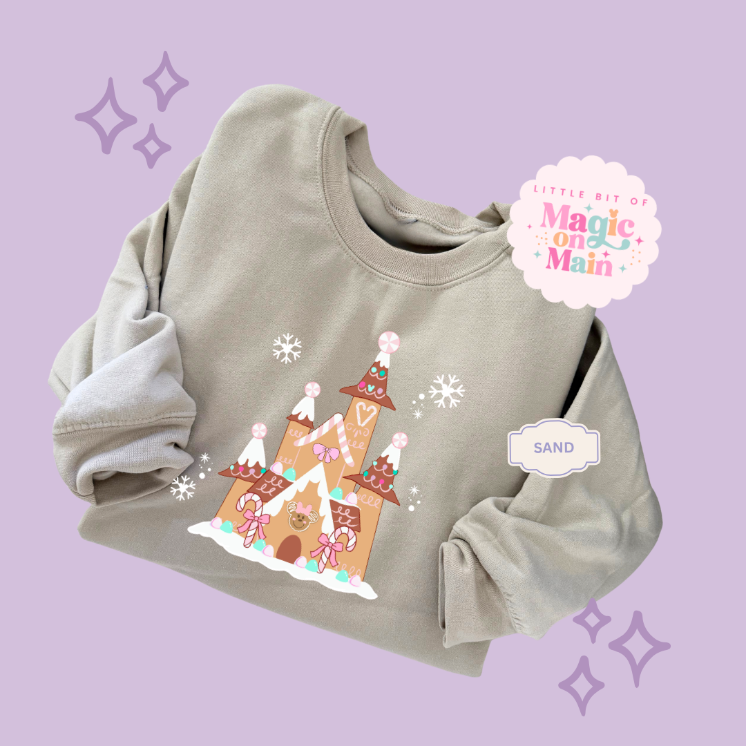 PRINTED GINGERBREAD CASTLE - EXCLUSIVE TO MoM - ADULT SWEATSHIRT