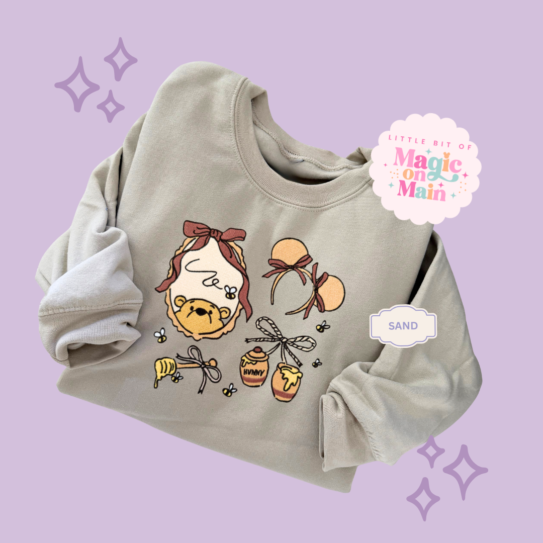 EMBROIDERED POOH COQUETTE - ADULT SWEATSHIRT