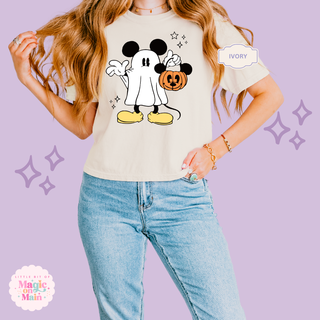 PRINTED MICKEY GHOST - WOMENS BOXY T-SHIRT