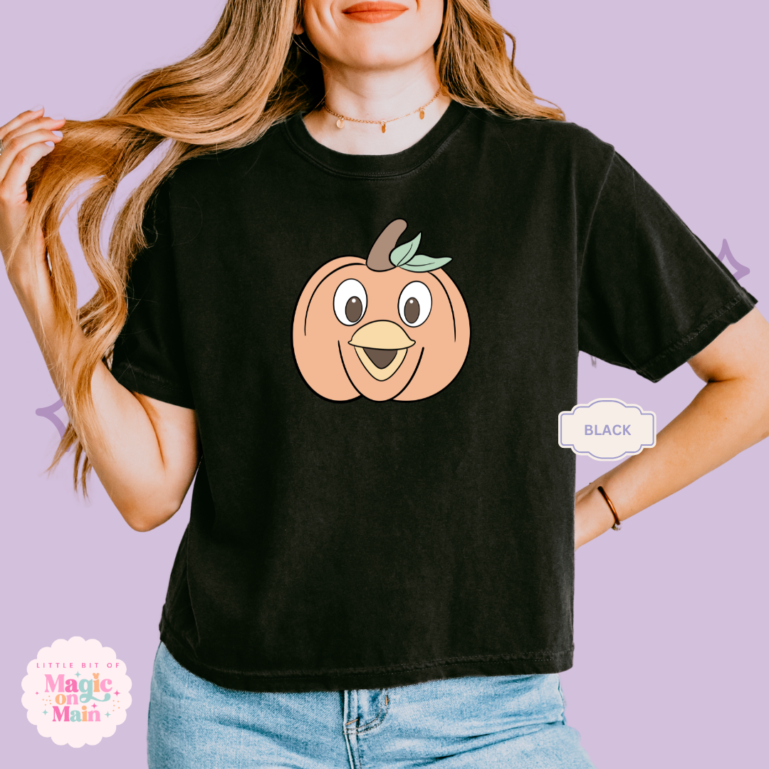 PRINTED ORANGE BIRD PUMPKIN - WOMENS BOXY T-SHIRT