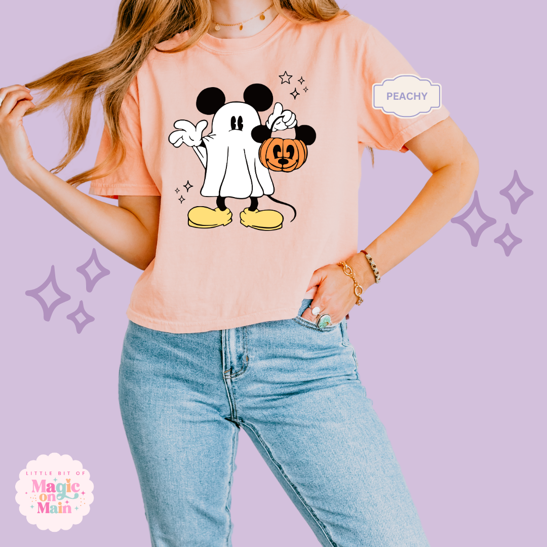 PRINTED MICKEY GHOST - WOMENS BOXY T-SHIRT