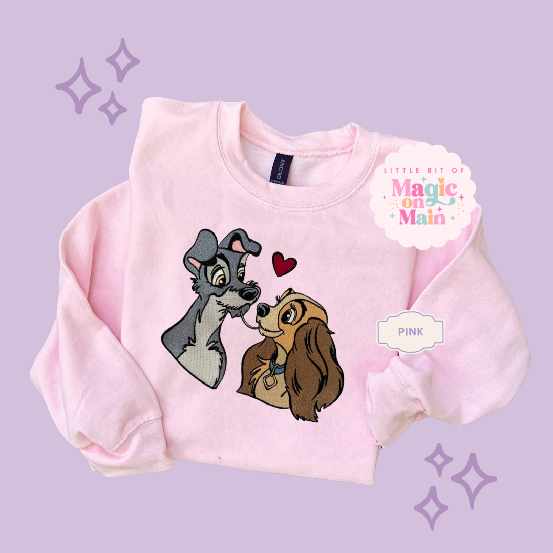 EMBROIDERED VALENTINE DOGS - ADULT SWEATSHIRT 10017