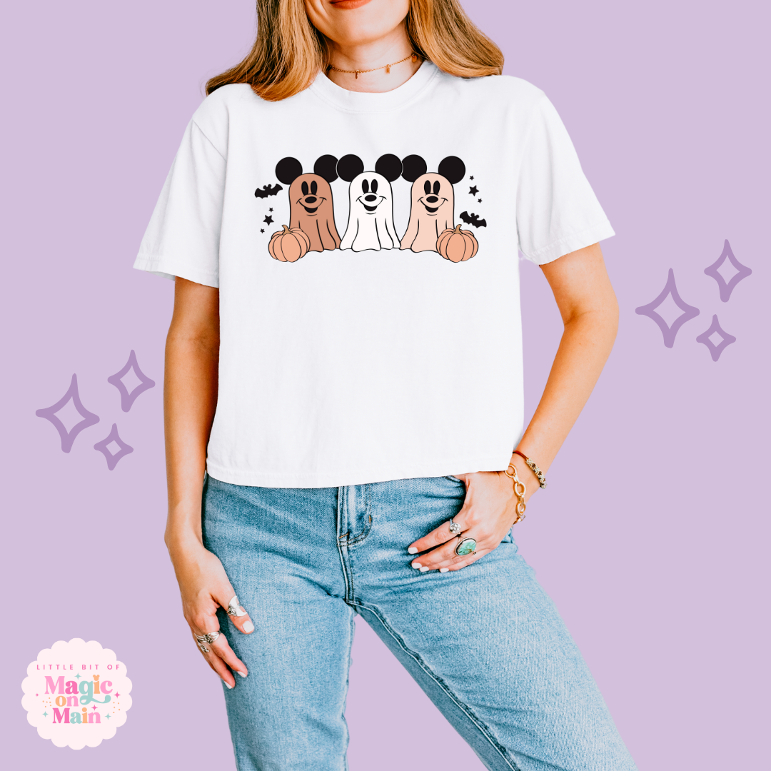 PRINTED 3 MICKEY GHOSTS - WOMENS BOXY T-SHIRT