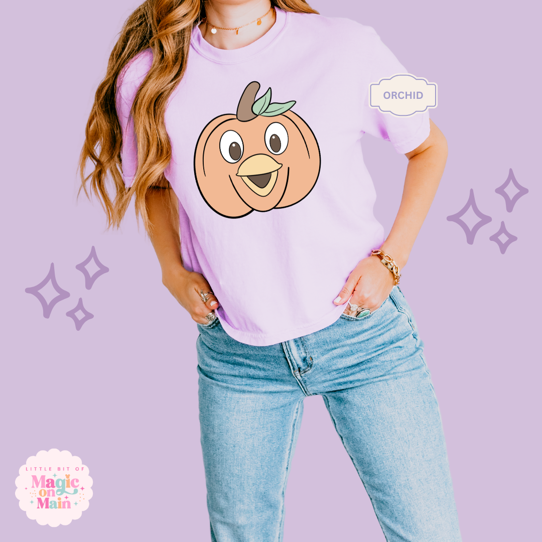 PRINTED ORANGE BIRD PUMPKIN - WOMENS BOXY T-SHIRT