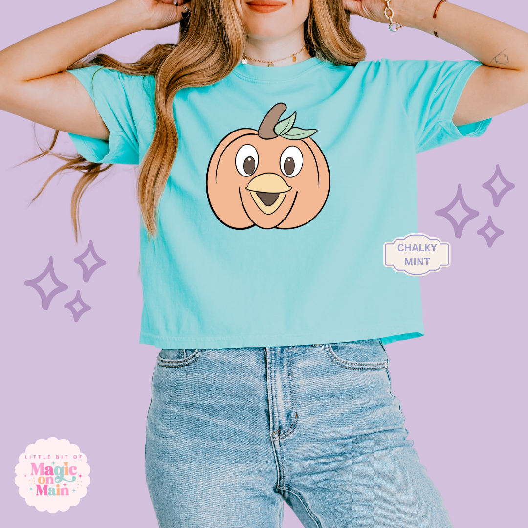 PRINTED ORANGE BIRD PUMPKIN - WOMENS BOXY T-SHIRT