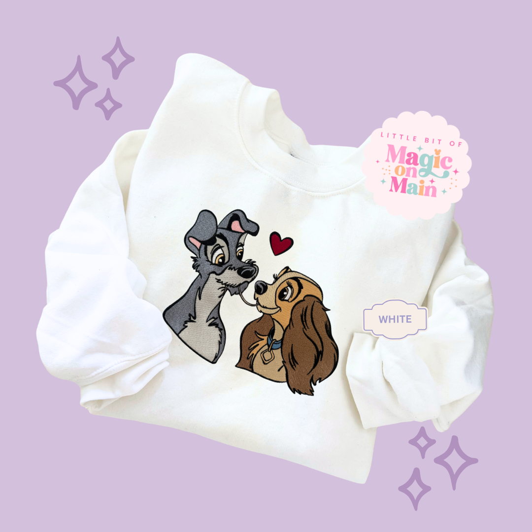 EMBROIDERED VALENTINE DOGS - ADULT SWEATSHIRT 10017