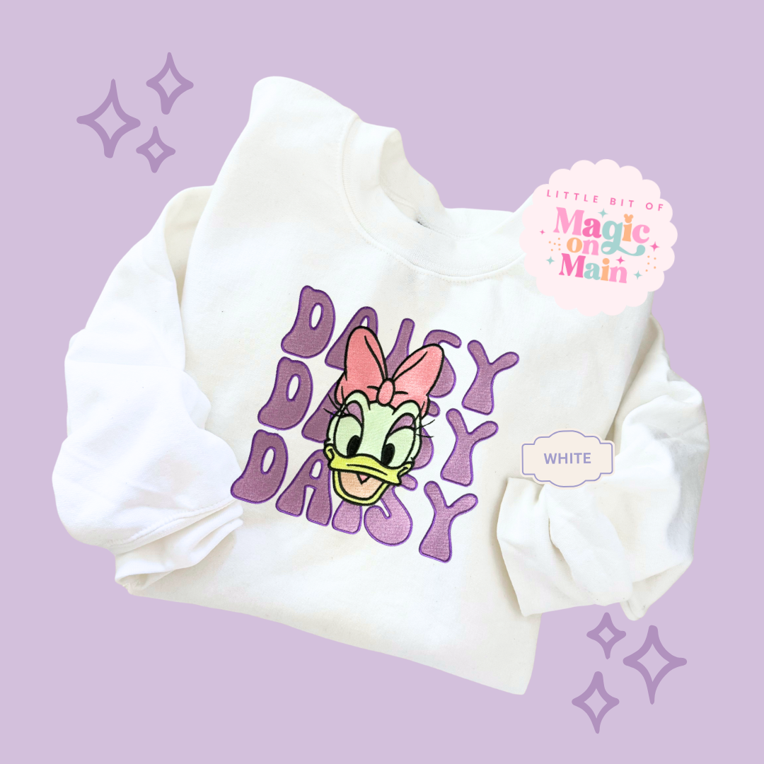 EMBROIDERED DAISY - ADULT SWEATSHIRT