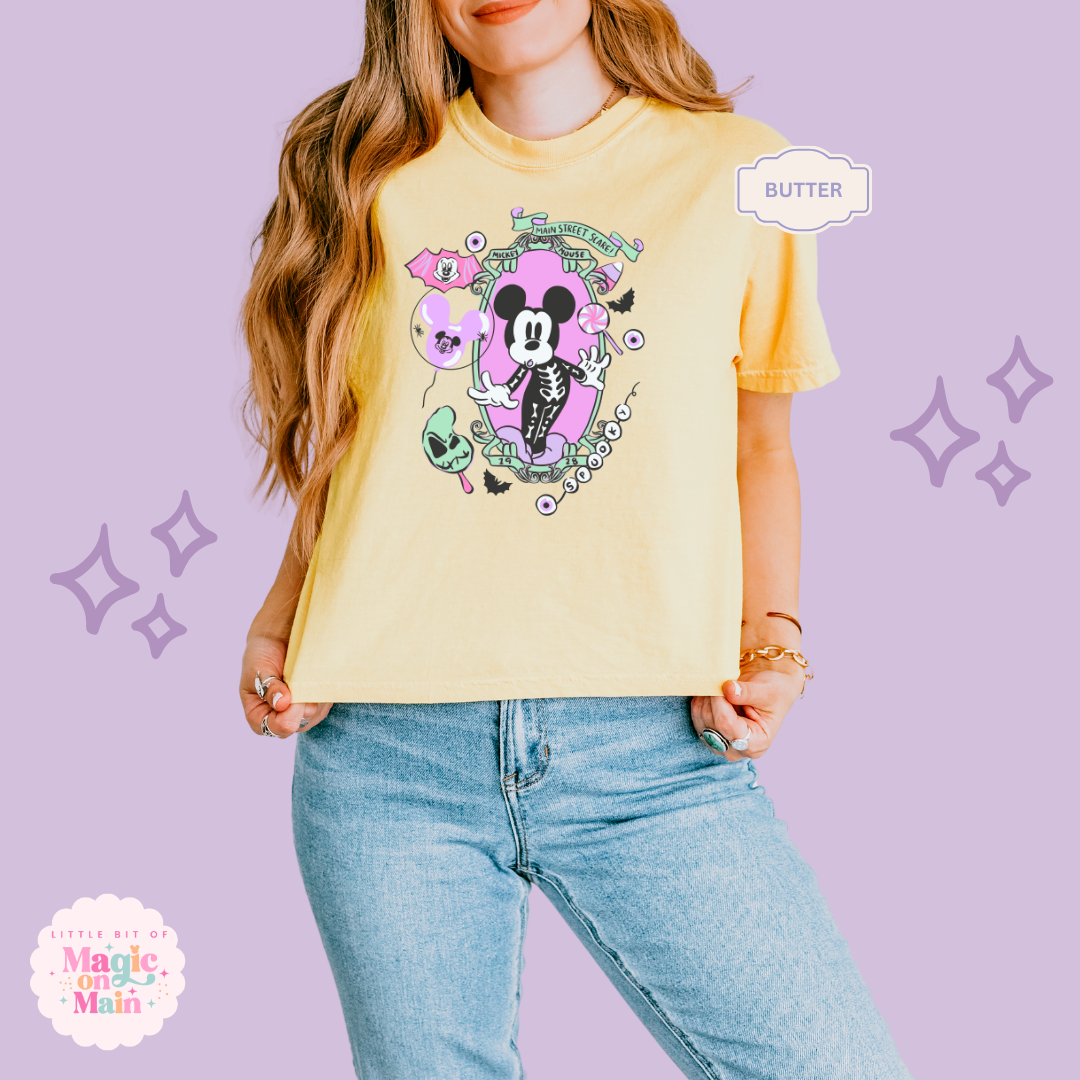 PRINTED NEON HALLOWEEN MICKEY - WOMENS BOXY T-SHIRT