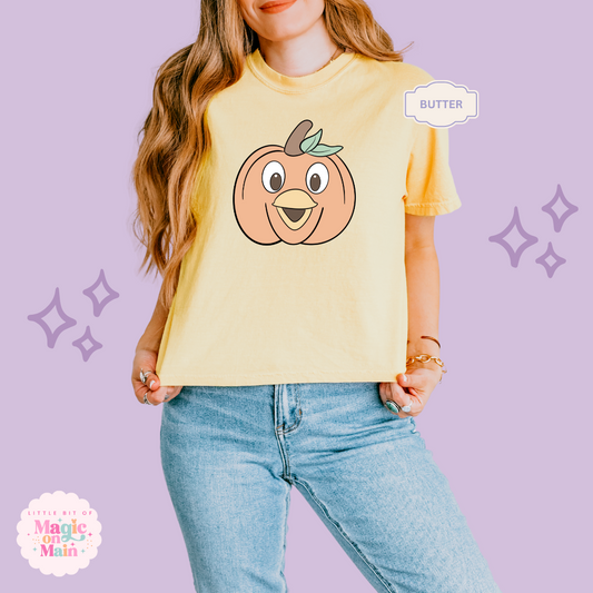 PRINTED ORANGE BIRD PUMPKIN - WOMENS BOXY T-SHIRT