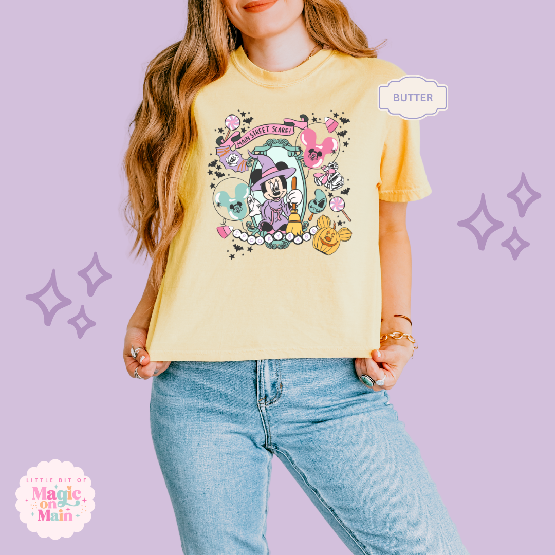 PRINTED NEON HALLOWEEN MINNIE - WOMENS BOXY T-SHIRT
