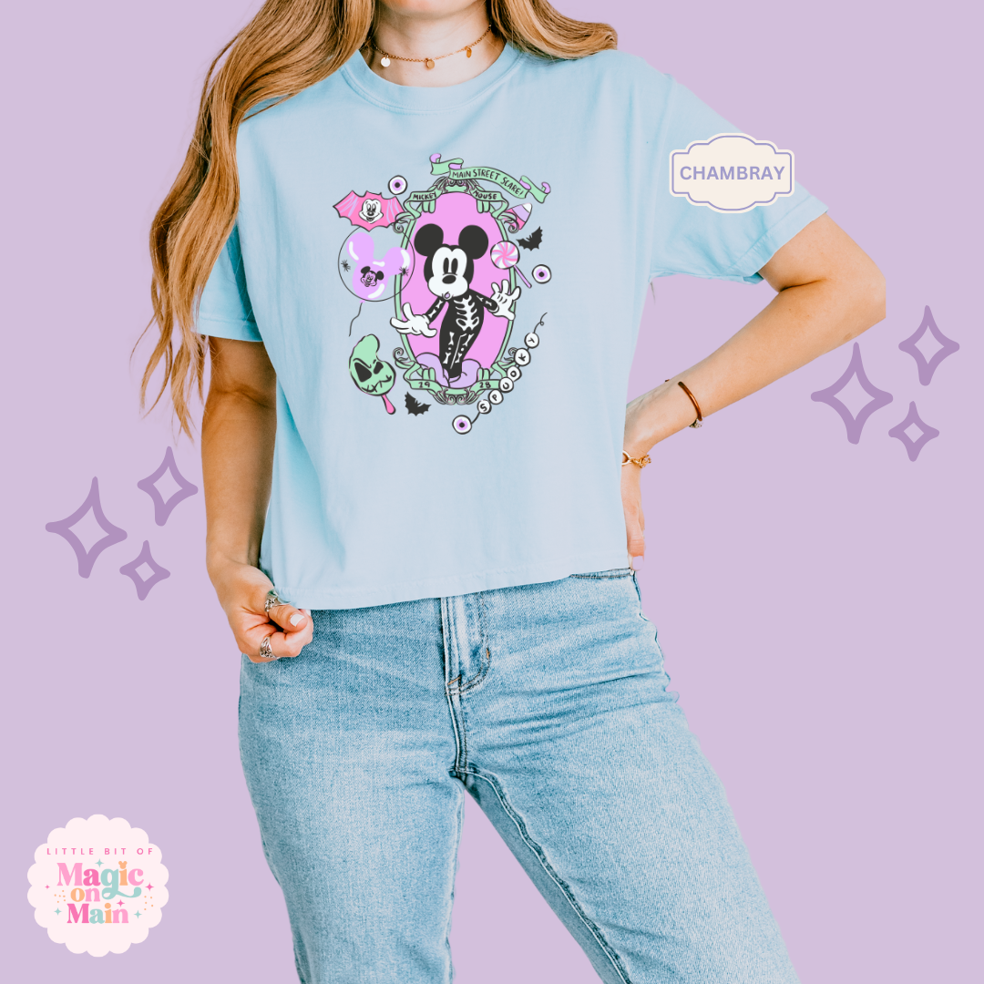 PRINTED NEON HALLOWEEN MICKEY - WOMENS BOXY T-SHIRT