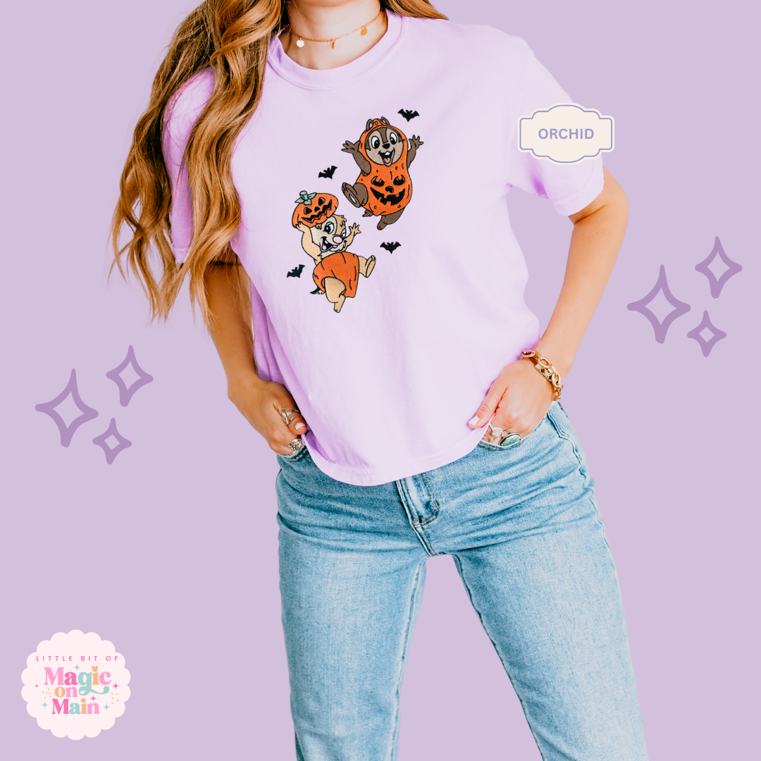EMBROIDERED CHIPMUNKS - WOMENS BOXY T-SHIRT