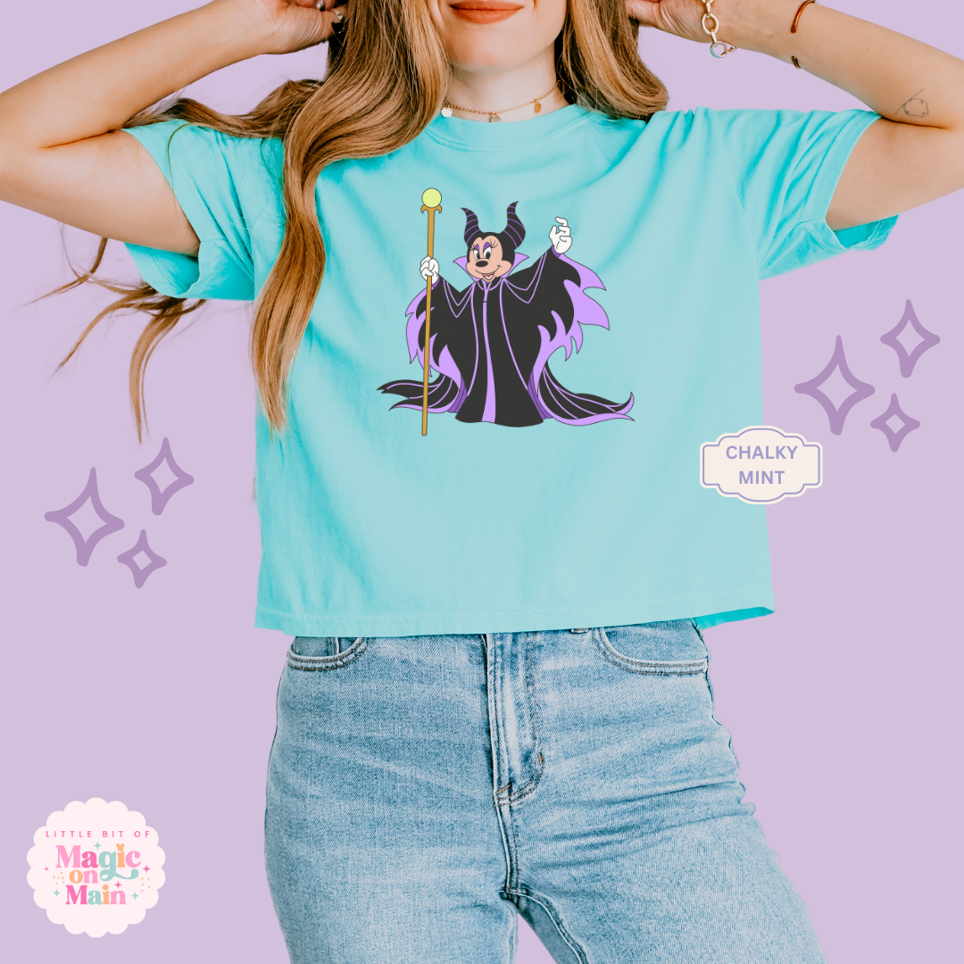 PRINTED MALEFICENT MINNIE - WOMENS BOXY T-SHIRT