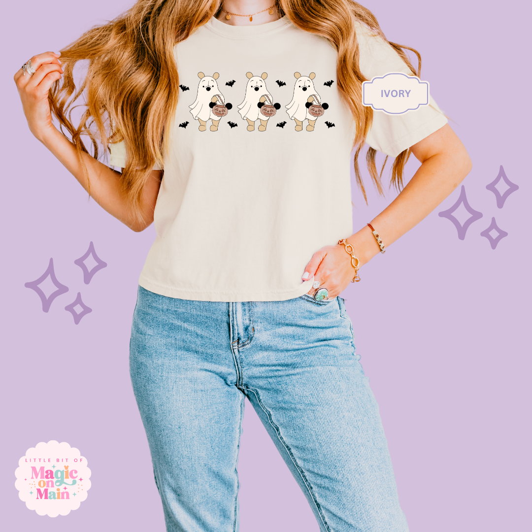 PRINTED SPOOKY POOH BEAR - WOMENS BOXY T-SHIRT