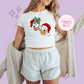 PRINTED DONALD & DAISY CHRISTMAS - WOMENS CROPPED RIBBED BABY TEE