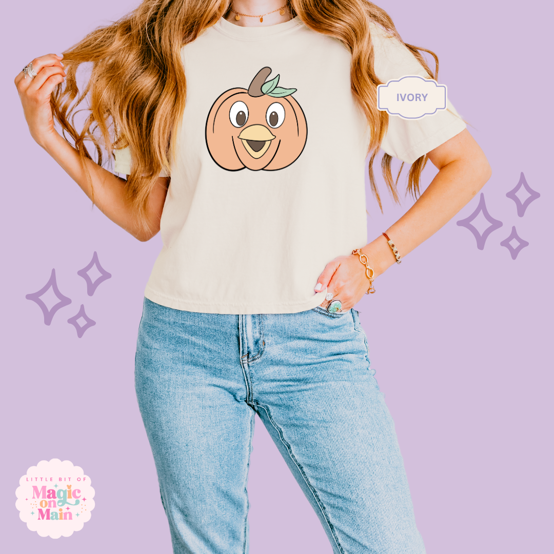 PRINTED ORANGE BIRD PUMPKIN - WOMENS BOXY T-SHIRT