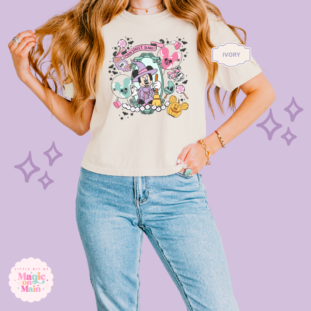 PRINTED NEON HALLOWEEN MINNIE - WOMENS BOXY T-SHIRT