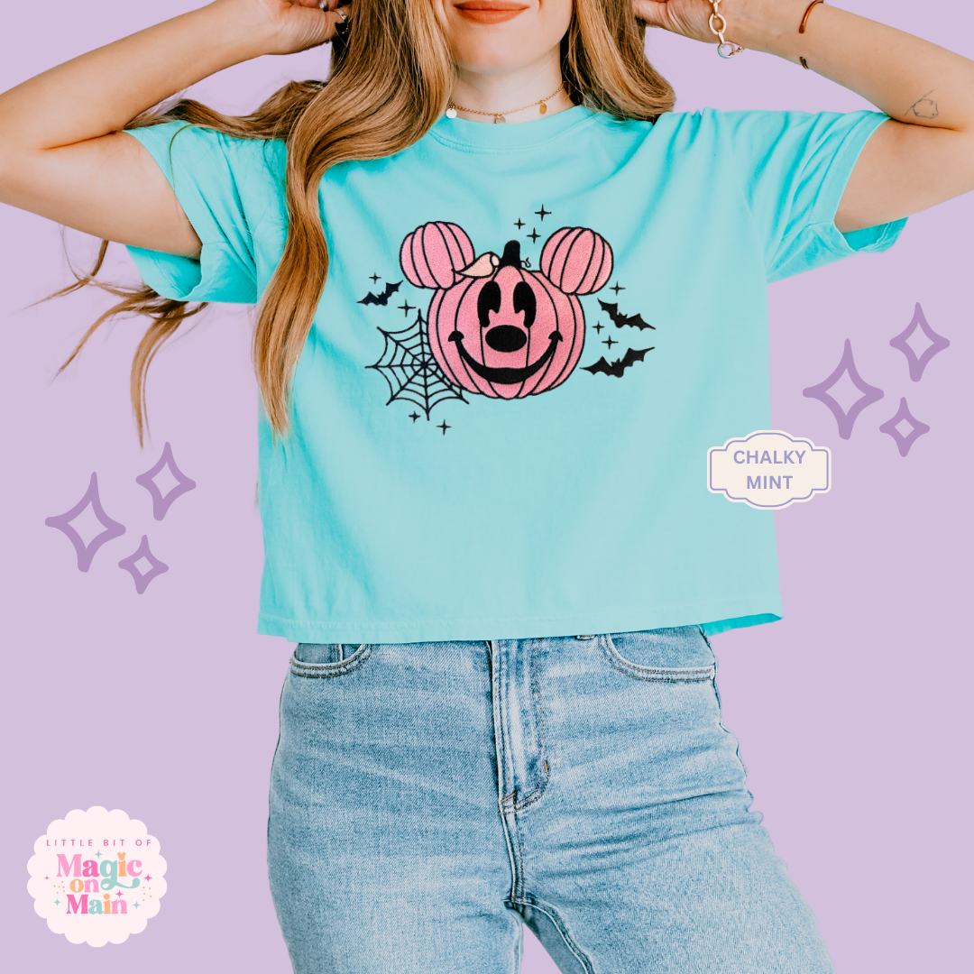 EMBROIDERED PINK PUMPKIN - EXCLUSIVE TO MoM - WOMENS BOXY T-SHIRT