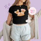 PRINTED MICKEY & MINNIE GINGERBREAD HAT - EXCLUSIVE TO MoM - WOMENS CROPPED RIBBED BABY TEE