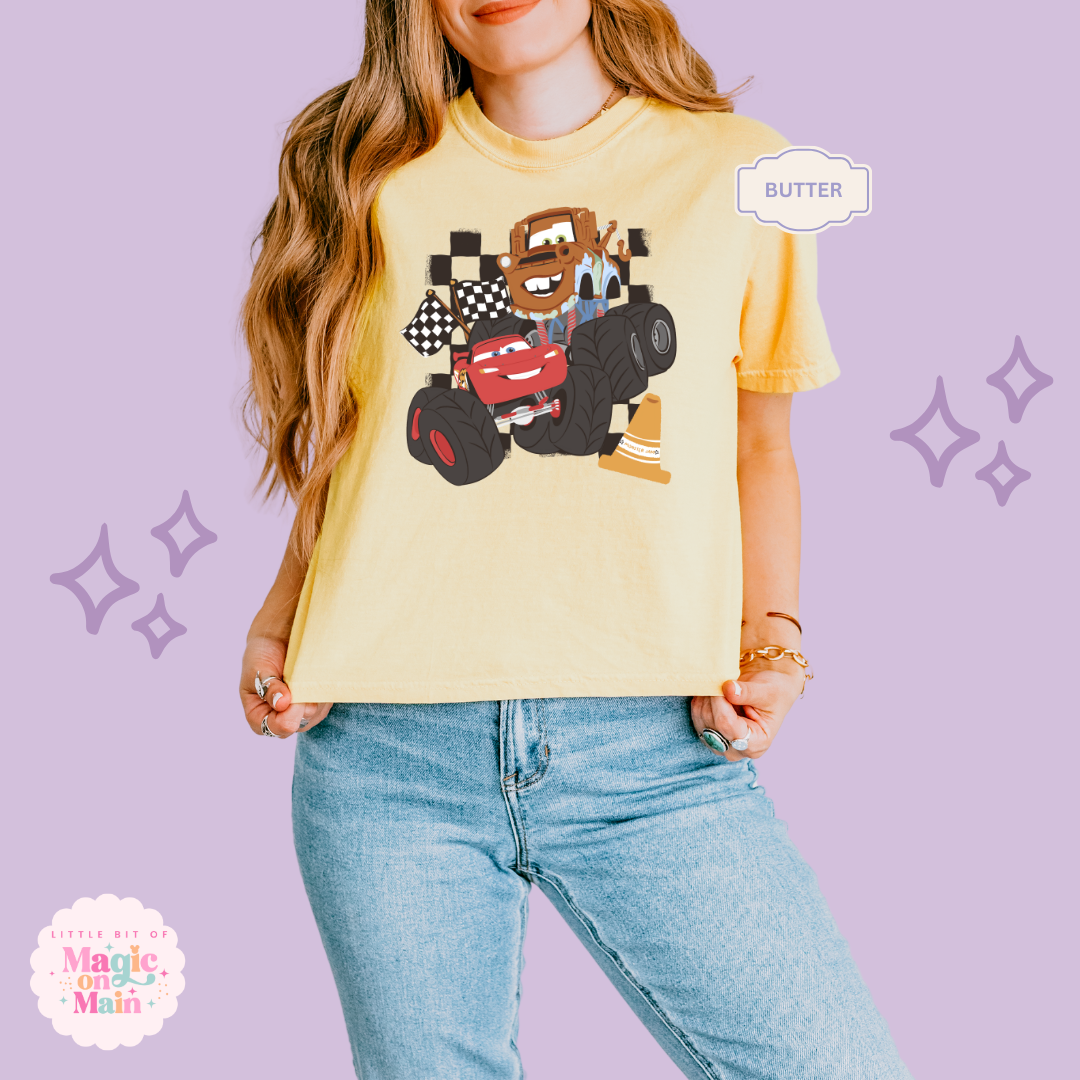 PRINTED CAR FRIENDS - WOMENS BOXY T-SHIRT