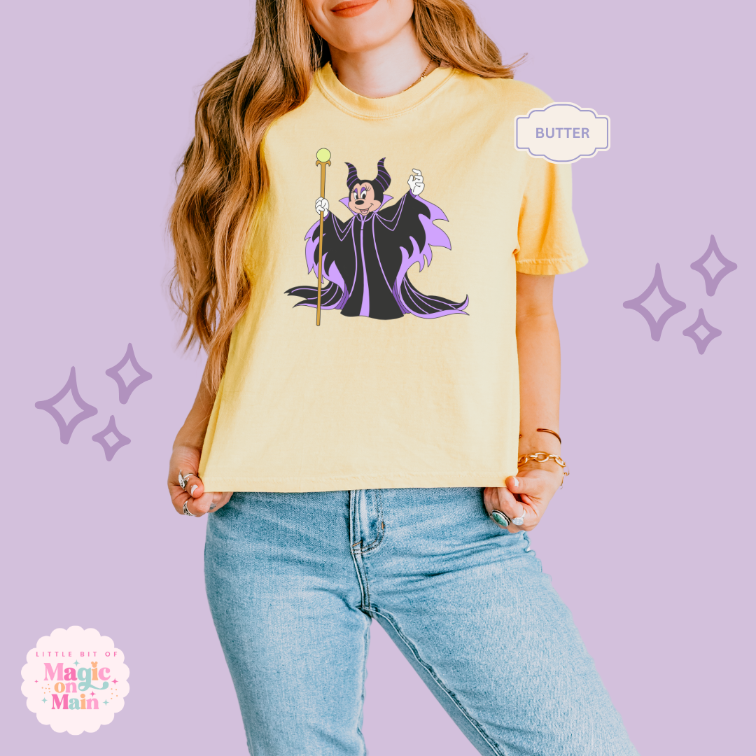 PRINTED MALEFICENT MINNIE - WOMENS BOXY T-SHIRT