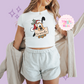 PRINTED PLUTO CHRISTMAS - WOMENS CROPPED RIBBED BABY TEE