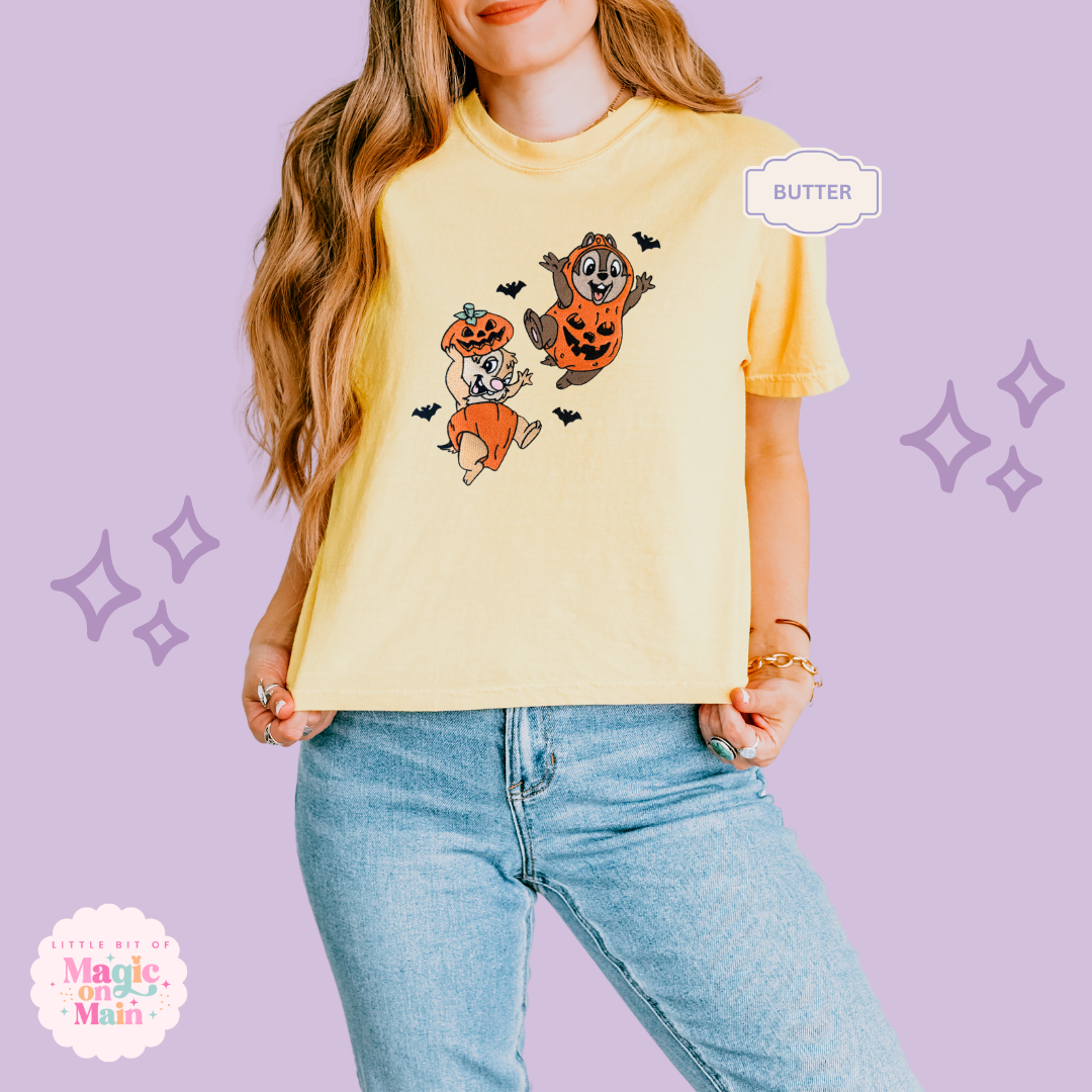 EMBROIDERED CHIPMUNKS - WOMENS BOXY T-SHIRT