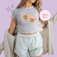 PRINTED GINGERBREAD MICKEY & MINNIE - EXCLUSIVE TO MoM - WOMENS CROPPED RIBBED BABY TEE