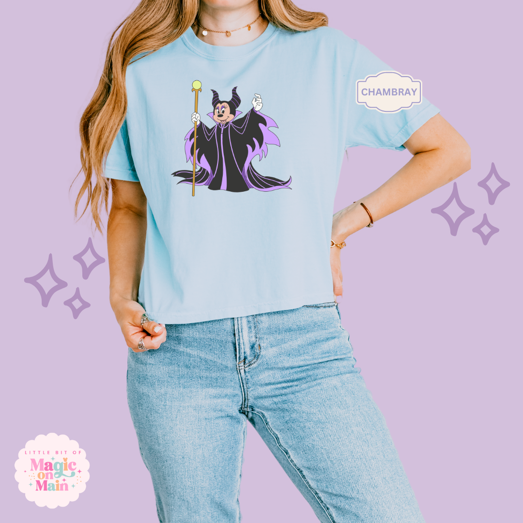 PRINTED MALEFICENT MINNIE - WOMENS BOXY T-SHIRT