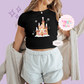 PRINTED GINGERBREAD CASTLE - EXCLUSIVE TO MoM - WOMENS CROPPED RIBBED BABY TEE