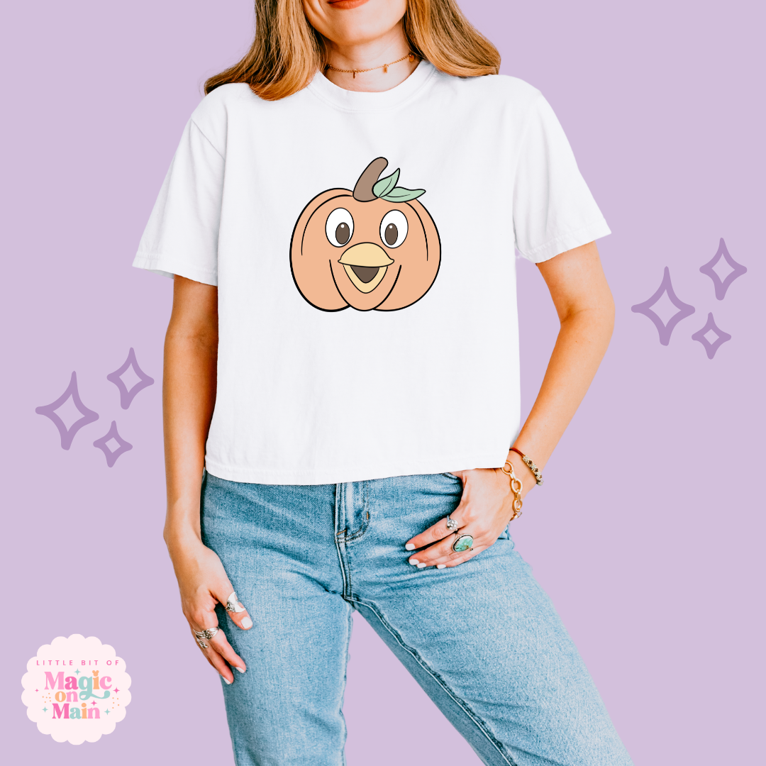PRINTED ORANGE BIRD PUMPKIN - WOMENS BOXY T-SHIRT