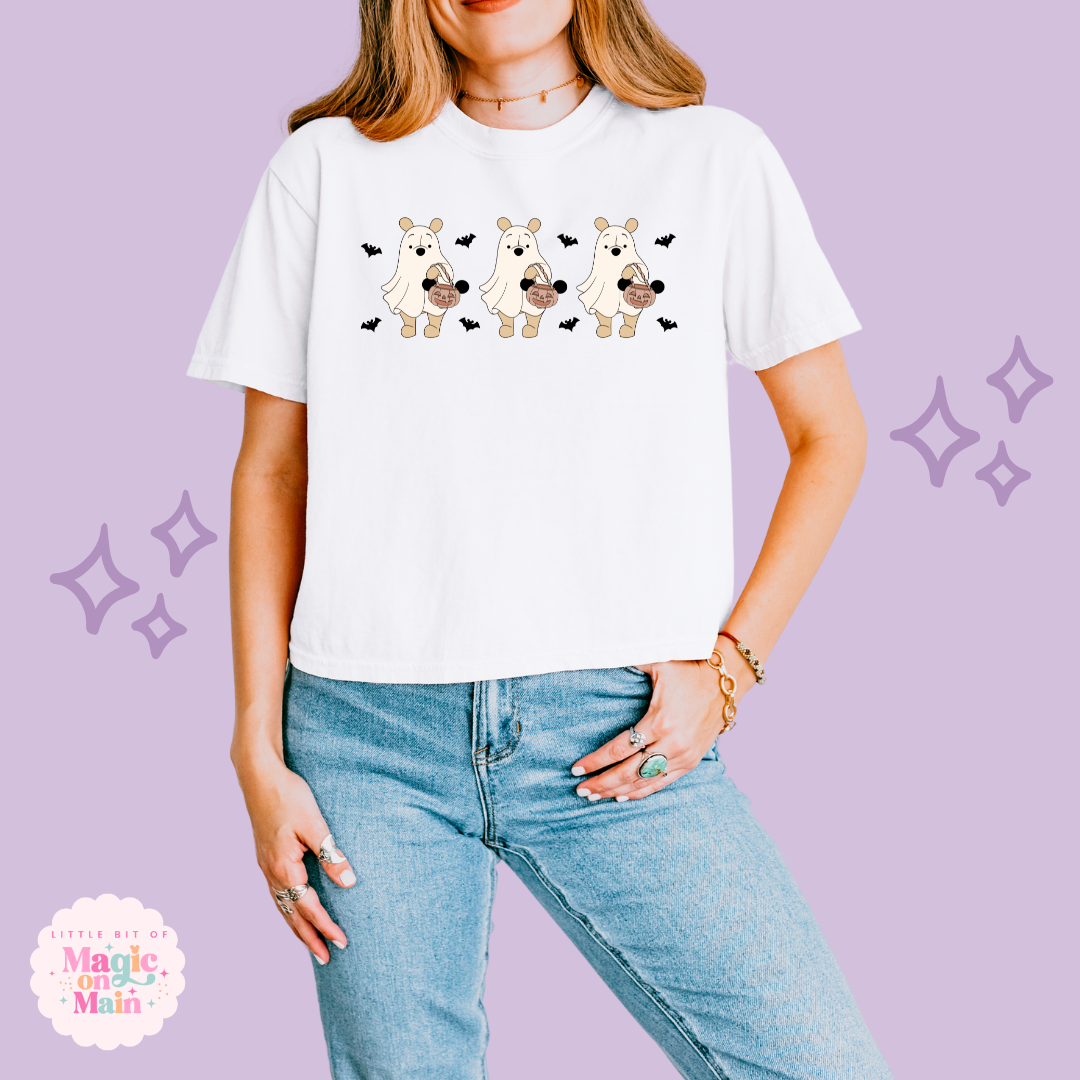PRINTED SPOOKY POOH BEAR - WOMENS BOXY T-SHIRT