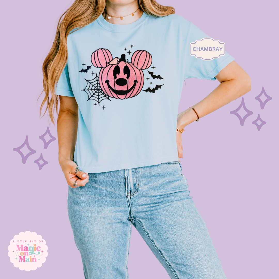 EMBROIDERED PINK PUMPKIN - EXCLUSIVE TO MoM - WOMENS BOXY T-SHIRT