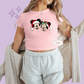 PRINTED MICKEY & MINNIE - WOMENS CROPPED RIBBED BABY TEE