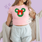 PRINTED MICKEY WREATH - EXCLUSIVE TO MoM - WOMENS CROPPED RIBBED BABY TEE
