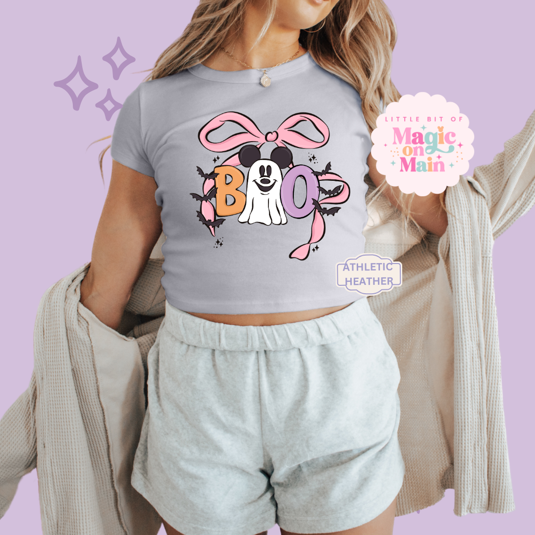PRINTED BOO (no text) - WOMENS CROPPED RIBBED BABY TEE